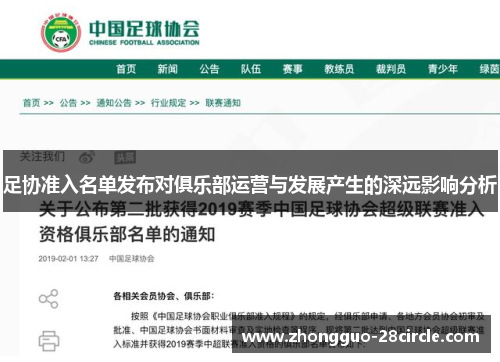 足协准入名单发布对俱乐部运营与发展产生的深远影响分析